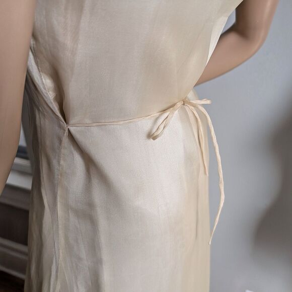 Vintage 90s Laura Ashley Silk Maxi Dress Floral Embroidery Shift Cottagecore 6 - Picture 7 of 13